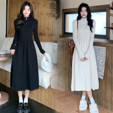批发实拍秋冬胖妹妹大码女装针织百搭长款配大衣打底<b class='q'>连衣裙</b>