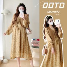 批发早春实拍~孕妇装~刘y菲<b class='q'>同款</b>碎花<b class='q'>连衣裙</b>长袖印花春秋装裙子套装