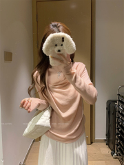 Real shot of autumn and winter Korean style loose pure lust swing collar, slim and lazy 6 wool knitted long-sleeved inner top