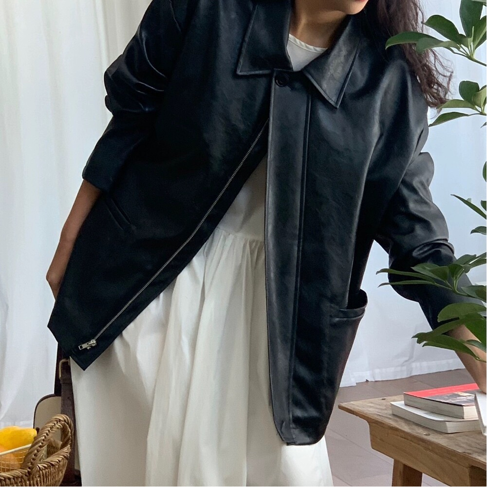 Korean style new black imitation leather jacket for women 2024 spring and autumn new Hong Kong style casual pu leather jacket mid-length top