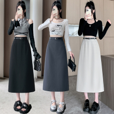 批发2026春夏新款修身显瘦西装灰色直筒<b class='q'>包臀</b>裙A字半身裙中长款一步裙