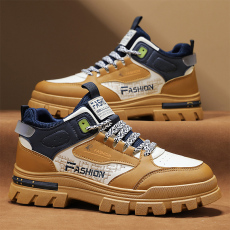 批发2024秋季新款男士低帮马丁鞋时尚休闲厚底增高皮革拼接<b class='q'>英伦</b>风男鞋
