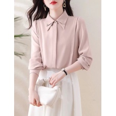 批发缎面法式衬衫女士长袖醋酸打底衬衣洋气减龄2026新款<b class='q'>雪纺</b><b class='q'>上衣</b>