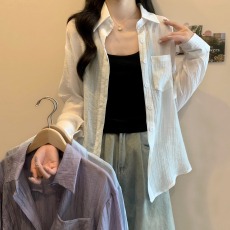 批发实拍2026早春装女装肌理感衣衬衫<b class='q'>薄</b>款长袖外搭<b class='q'>开衫</b>M4XL200斤