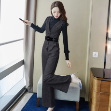 批发阔腿裤套装女春秋装2026年新款气质洋气时尚<b class='q'>背带</b>裤两件套