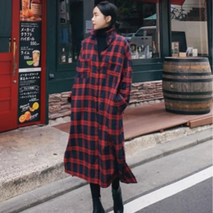 순면 체크무늬 드레스 양면 있음 주머니