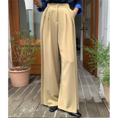 现 小众设计感压褶高腰垂感阔腿百搭休闲西装裤长裤女