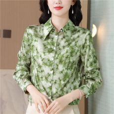 批发时尚高端重磅<b class='q'>真丝</b><b class='q'>衬衫</b>女2026春季新款气质桑蚕丝薄款上衣印花小衫