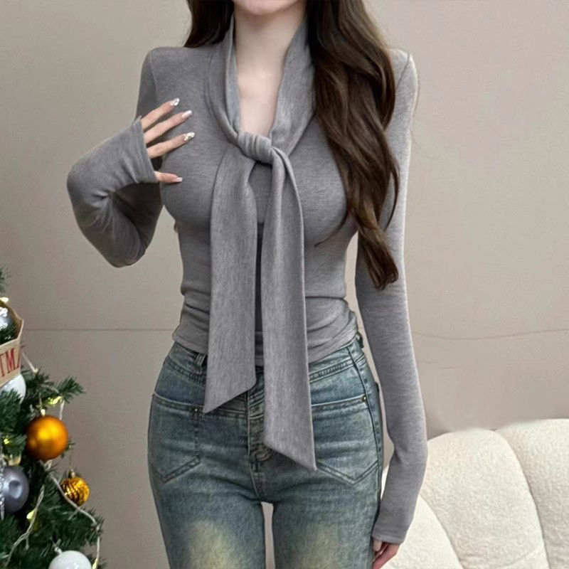 Innerwear base layer pure desire style velvety padded base shirt for women 2024 spring new slimming fashion
