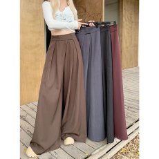 批发2026魔术贴阔腿裤<b class='q'>女</b>高腰垂感宽松休闲拖地<b class='q'>西装裤</b>子