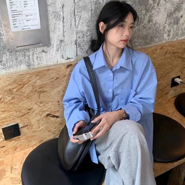 2026 가을 의상 빅 사이즈 여성 의류 자외선 차단 파란색 셔츠 맨위 고급 센스 출퇴근 다용도 셔츠 m-4xl200 근