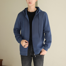 批发2024重磅春季新款连帽开衫卫衣男宽松拉链衫潮牌纯色外套