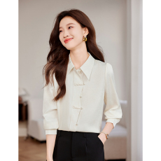 批发新中式改良旗袍<b class='q'>衬衫</b><b class='q'>女</b>短款2026春季新款长袖国风盘扣上衣小个子