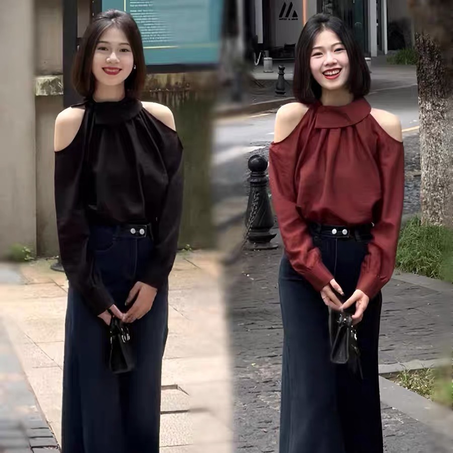 2026 봄 프랑스식 오프숄더 긴팔 디자인 센스 Chic 외국 가스 작은 셔츠