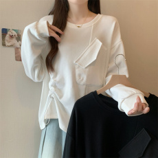 批发实拍大码女装胖MM时尚显瘦休闲不规则复古<b class='q'>卫衣</b>上衣秋冬