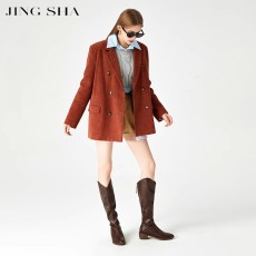 批发芯绒西装外套女2024年春秋季新款休闲时尚宽松版复古港风小西服