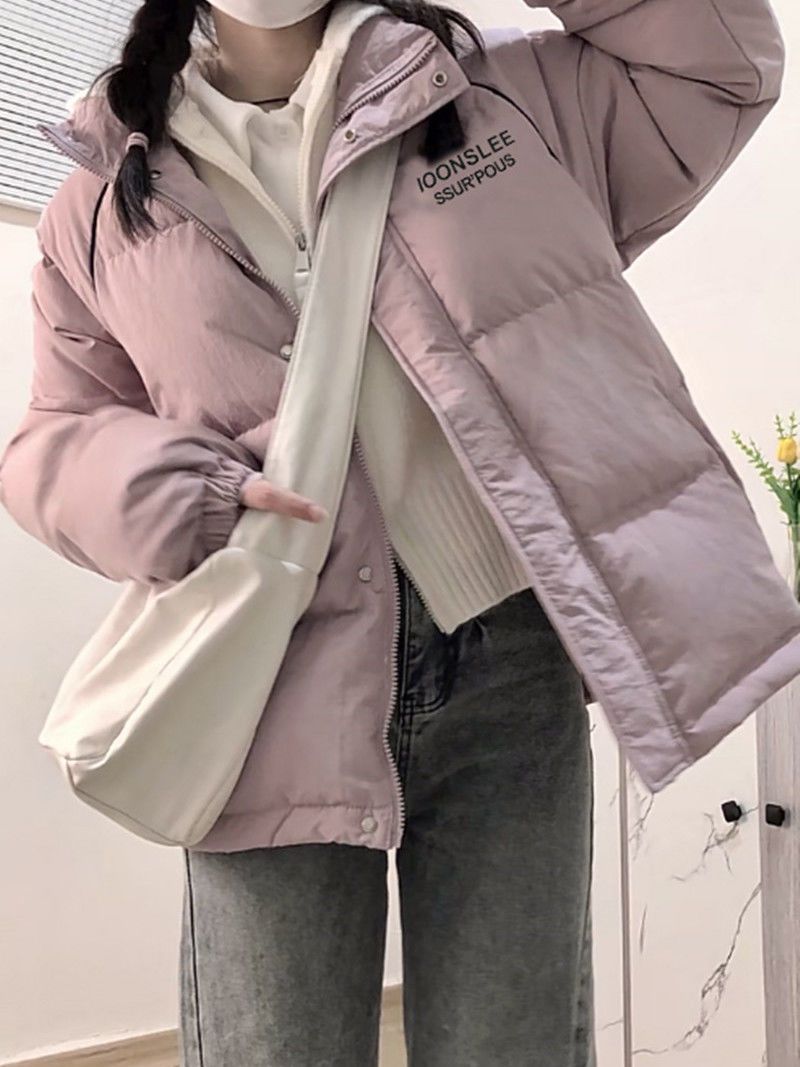 Real shot of women's cotton coat, Korean style short bread coat, small person, large size, Hong Kong style loose down jacket, student fat MM