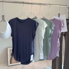 批发瑜伽亲肤速干宽松T恤跑步户外登山健身运动普拉提训练服短袖上衣