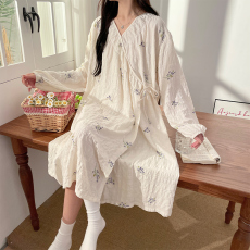 批发L-2XL 梭织云朵棉少女款和服长袖春<b class='q'>秋</b>季长裙家居裙