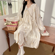 批发L-2XL 梭织云朵棉少女款和服长袖春<b class='q'>秋</b>季长裙家居裙