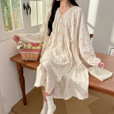 批发L-2XL 梭织云朵棉月子服和服长袖春<b class='q'>秋</b>季长裙月子裙