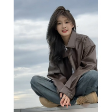 批发皮衣外套女2025年新款秋<b class='q'>冬</b>季女装机车短款美拉德穿搭小个子皮夹克