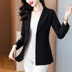 批发2025秋冬西装外套女新款时尚洋气高级黑简约一粒扣宽松型上衣