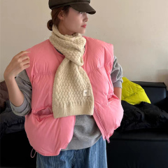 Korean Autumn/Winter New Pumpkin Down Cotton Vest for Women Casual Loose Petite Bread Suit Sleeveless Backless Top