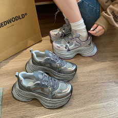 批发复古做旧擦色老爹鞋女2024秋季新款运动厚底增高休闲<b class='q'>街头</b>潮鞋