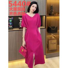 批发大码女装宽松气质洋气V领短袖长裙子胖mm高级感遮肉显瘦<b class='q'>连衣裙</b>夏