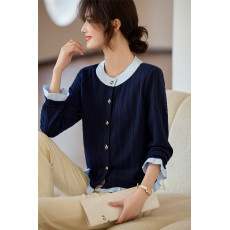 批发<b class='q'>实拍</b> 撞色假两件针织衫开衫女2026春装新款短款毛衣<b class='q'>外套</b>外穿上衣