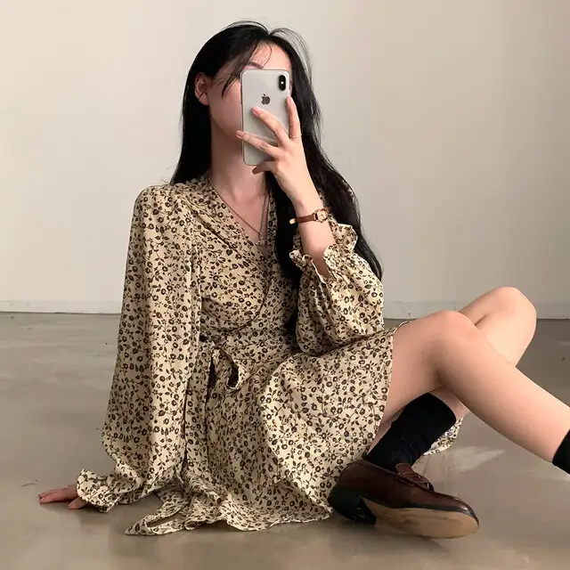 프리미엄 베이지/블랙 루즈핏 원피스 상세 이미지 11