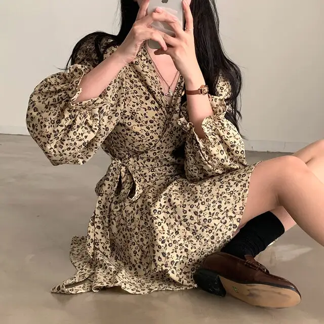 프리미엄 베이지/블랙 루즈핏 원피스 상세 이미지 13