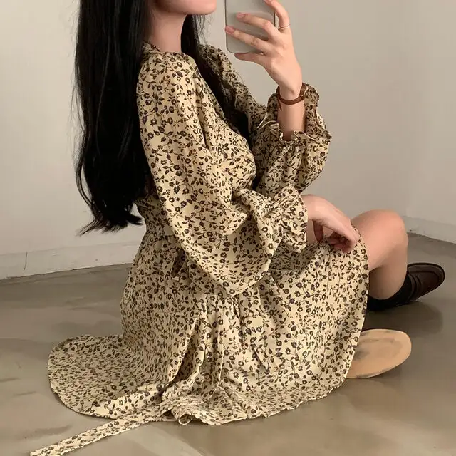 프리미엄 베이지/블랙 루즈핏 원피스 상세 이미지 14