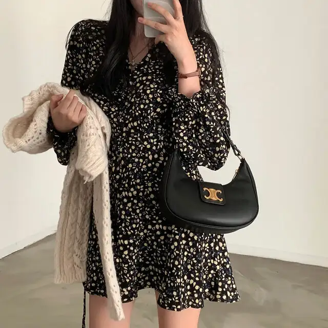 프리미엄 베이지/블랙 루즈핏 원피스 상세 이미지 35