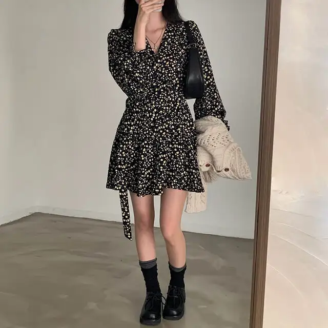 프리미엄 베이지/블랙 루즈핏 원피스 상세 이미지 46