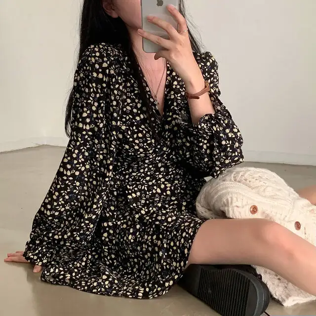프리미엄 베이지/블랙 루즈핏 원피스 상세 이미지 48