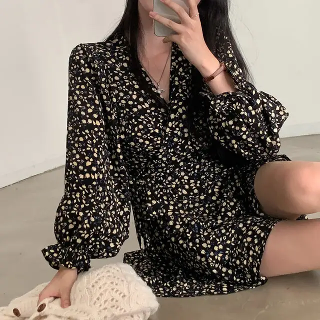 프리미엄 베이지/블랙 루즈핏 원피스 상세 이미지 49