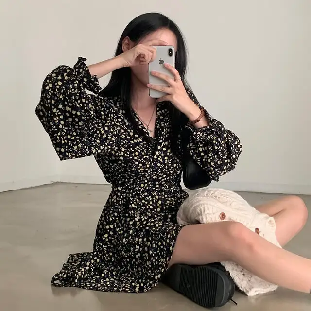프리미엄 베이지/블랙 루즈핏 원피스 상세 이미지 50