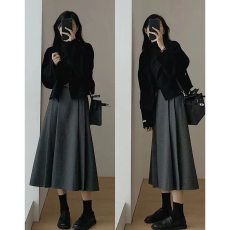 批发赫本风短款毛呢外套女秋冬加厚小个子西装<b class='q'>双面</b><b class='q'>羊绒</b>高级感呢子<b class='q'>大衣</b>