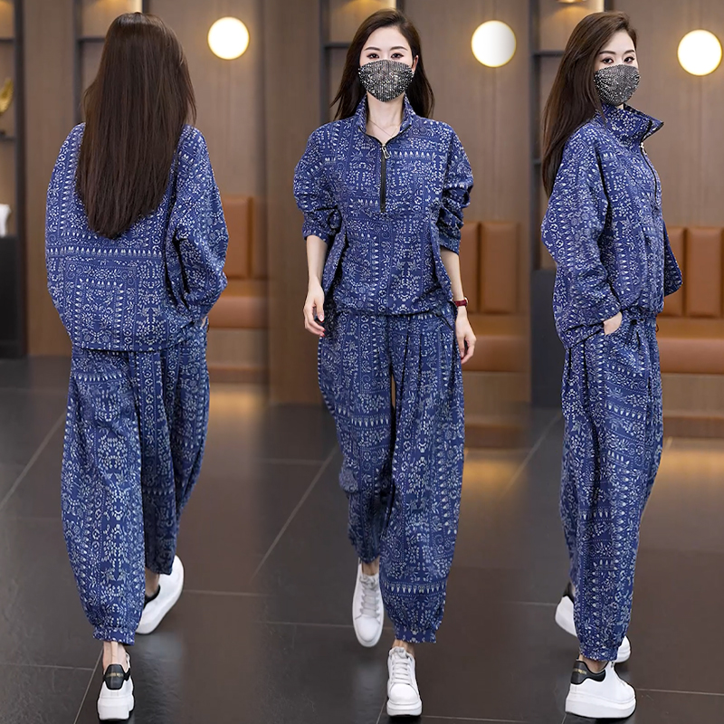 MY13198# 新款大码套装女装时尚减龄洋气修身两件套女裝貨源服裝批發
