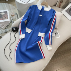 批发实拍秋针织运动套装<b class='q'>长袖</b>拉链短外套+修身包臀打底吊带连衣裙