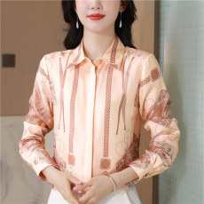 批发H家~H马老钱 把丝巾穿上身的浪漫 斜纹绸<b class='q'>真丝</b>长袖<b class='q'>衬衫</b>