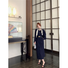 批发实拍实价 高级感立领风衣连衣裙女法式宽松长款收腰外套