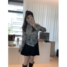 批发~大码半高领长袖T恤时尚设计感扎染上衣女