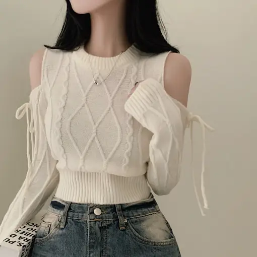 크롭 레이스 블라우스 상세 이미지 1