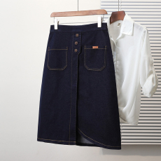 批发实拍春<b class='q'>夏</b>新款韩版大码松紧腰弹力牛仔中长款裙胖MM显瘦打底半身裙