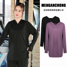 批发宽松运动上衣女健身新款瑜伽服长袖T恤跑步罩衫显瘦夏季健身服