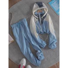 批发一线大<b class='q'>品牌</b>外贸<b class='q'>货</b>出口<b class='q'>尾</b>单撤专柜剪标短款连帽卫衣+长裤套装女夏