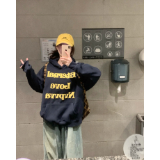 批发实拍基础LOGO发泡印花帽衫国潮情侣男女同款宽松加绒卫衣